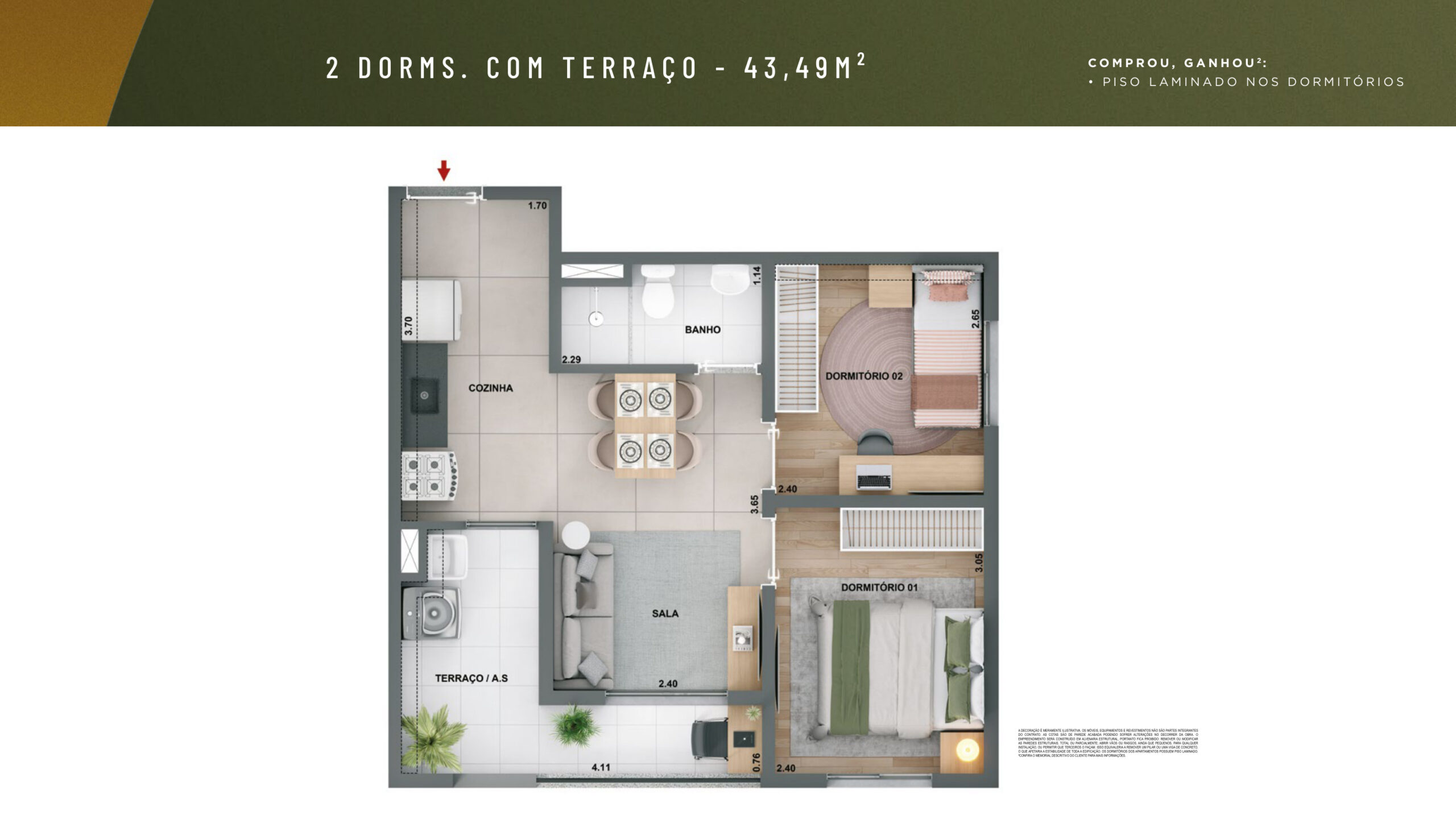 Planta 43,49 m²
