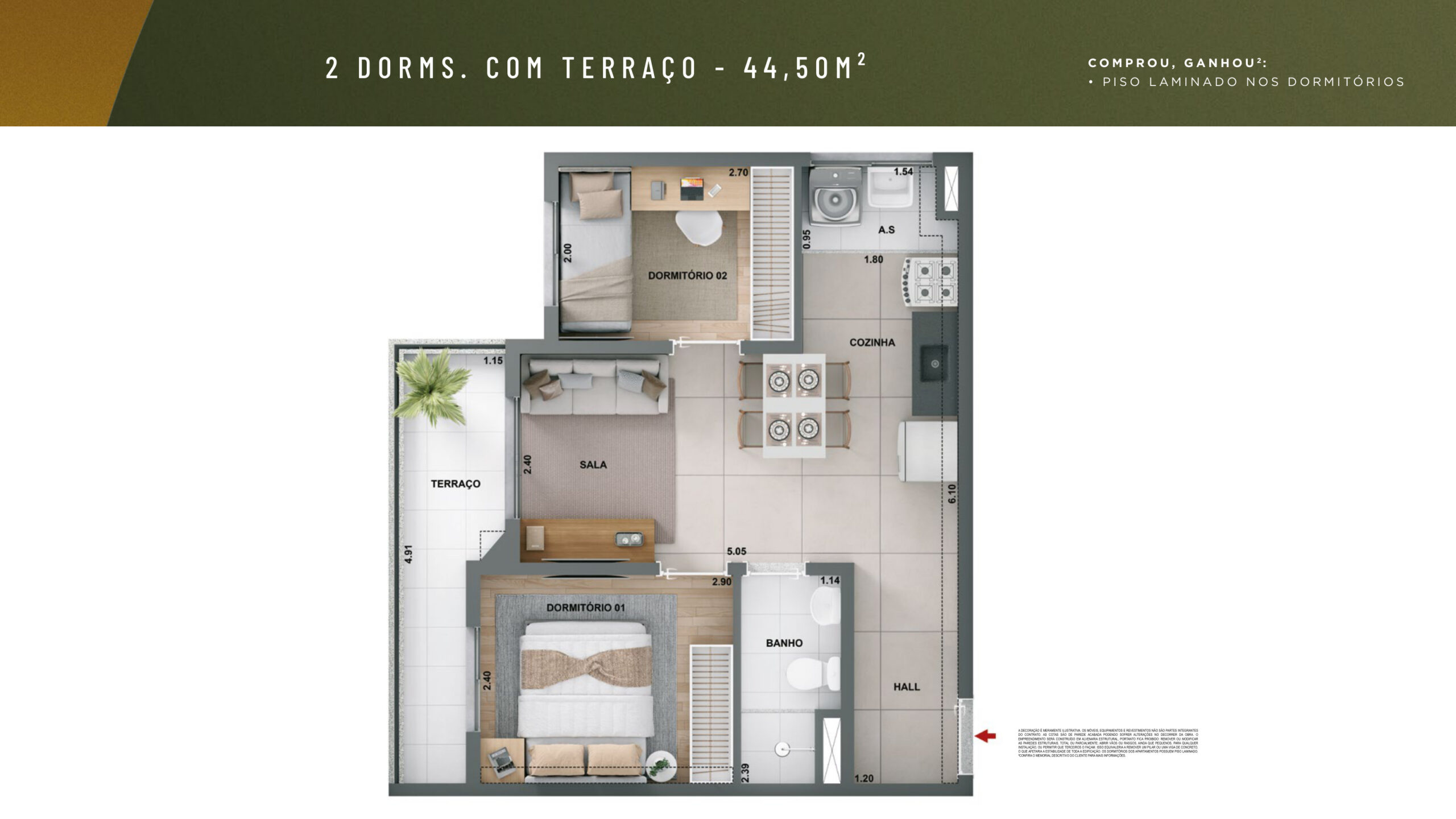 Planta 44,50 m²