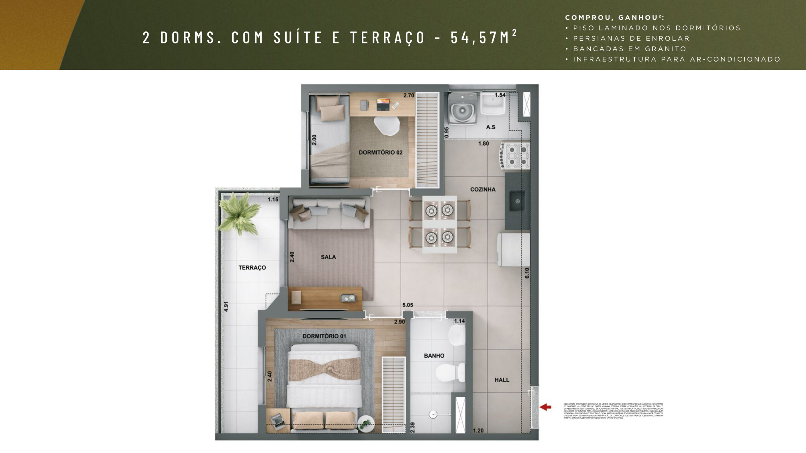 Planta 54,57 m²